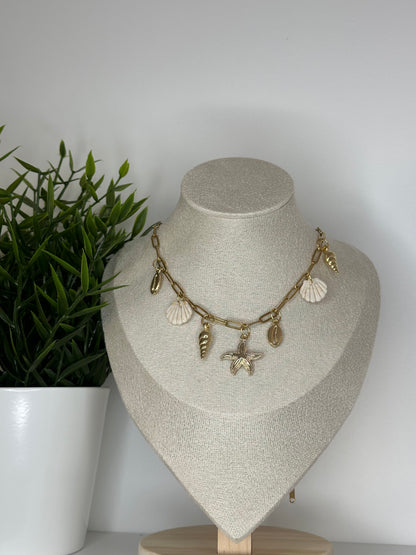 Collier charms - coquillage beige