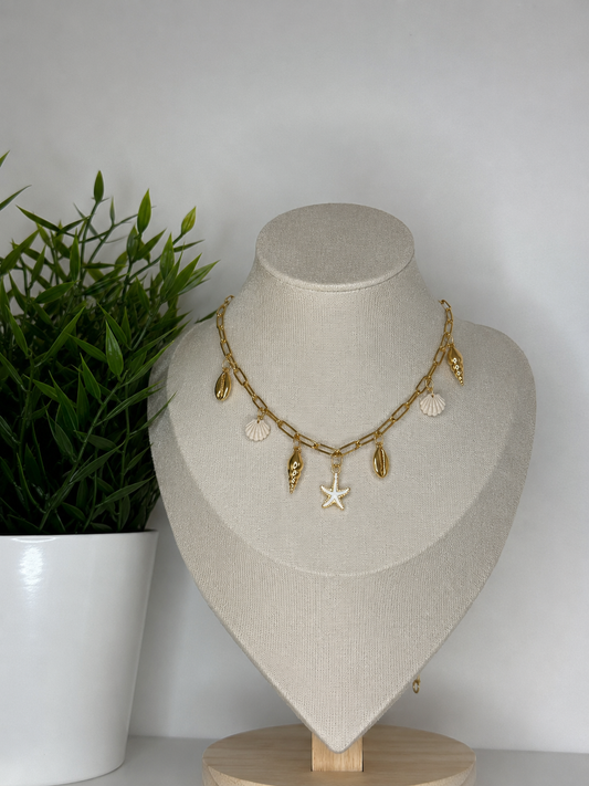 Collier charms - coquillage beige