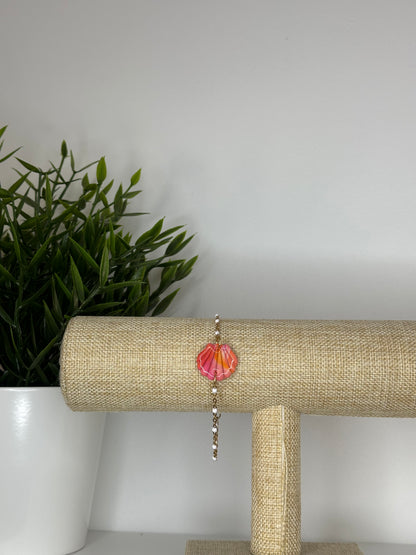 Bracelet coquillage - corail
