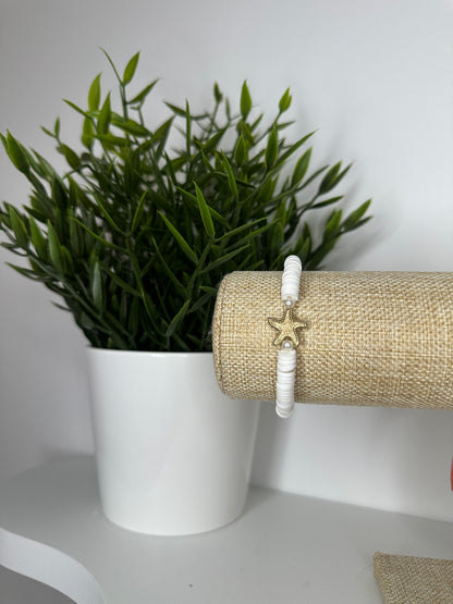 Bracelet heishi - Blanc & étoile de mer