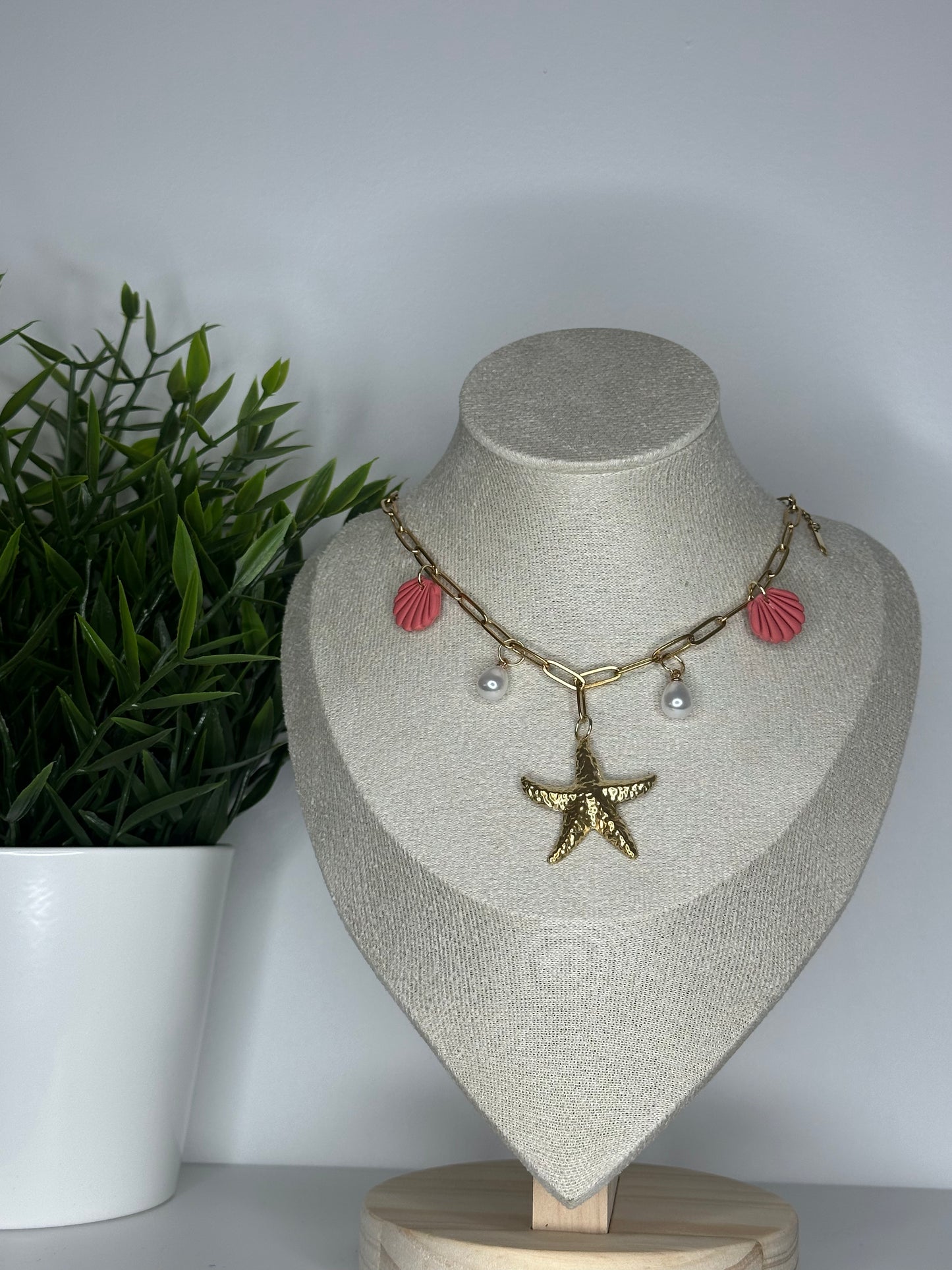 Collier charms - coquillage terracota