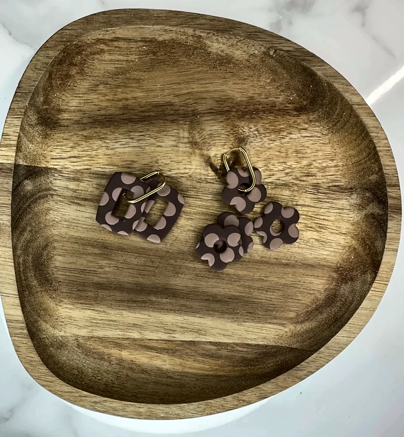 Pampilles à pois marron et taupe