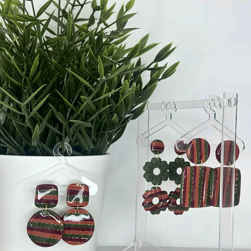 Boucles d’oreilles Collection Stripy – bijou fait main en pâte polymère