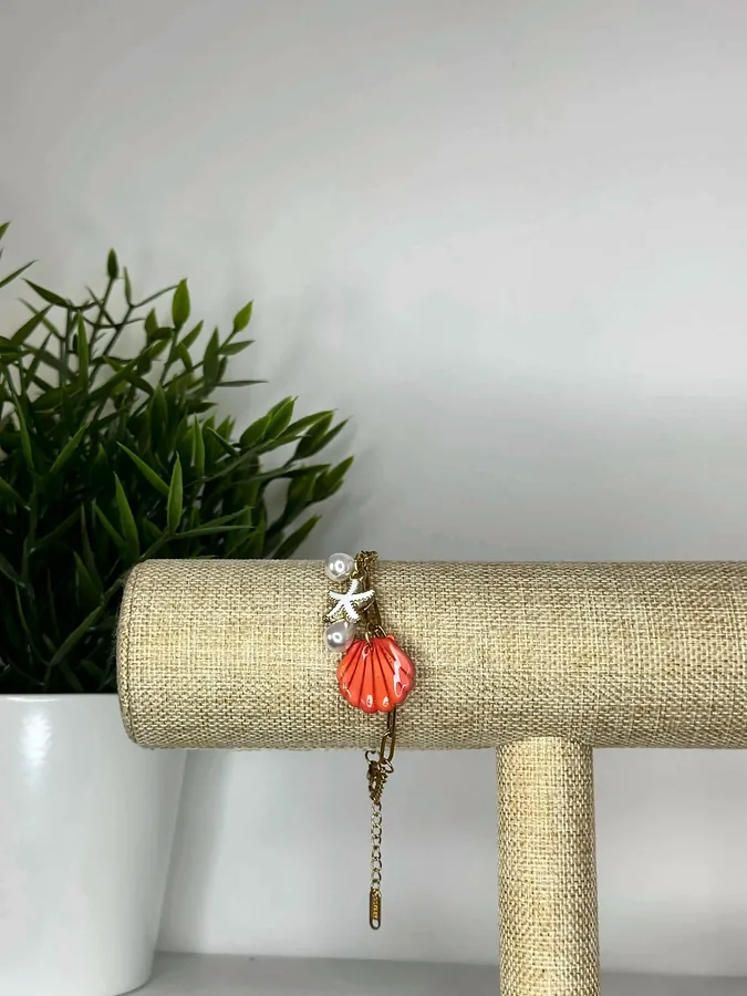 Bracelet charms – Coquillage corail