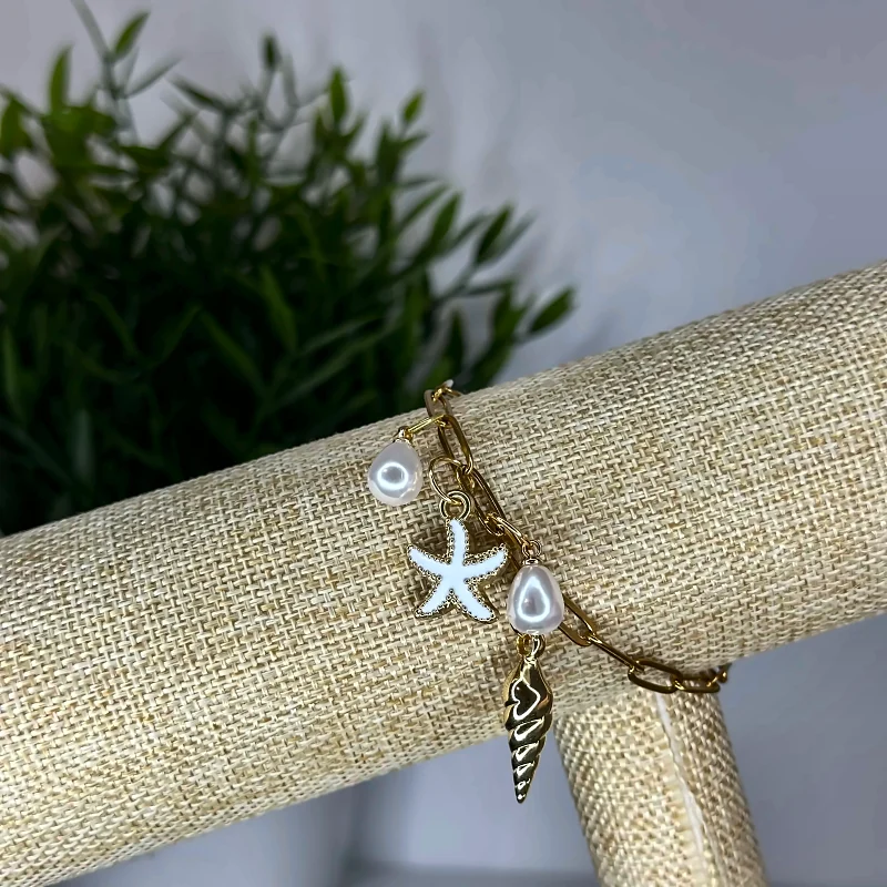 Bracelet charms étoile de mer – bijou fait main en pâte polymère
