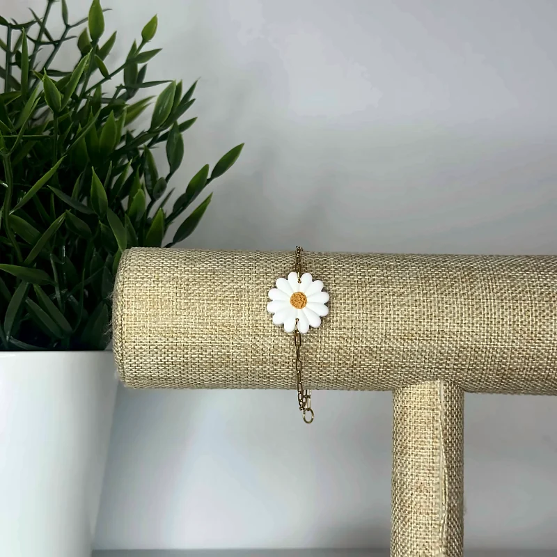 Bracelet marguerite – bijou fait main en pâte polymère