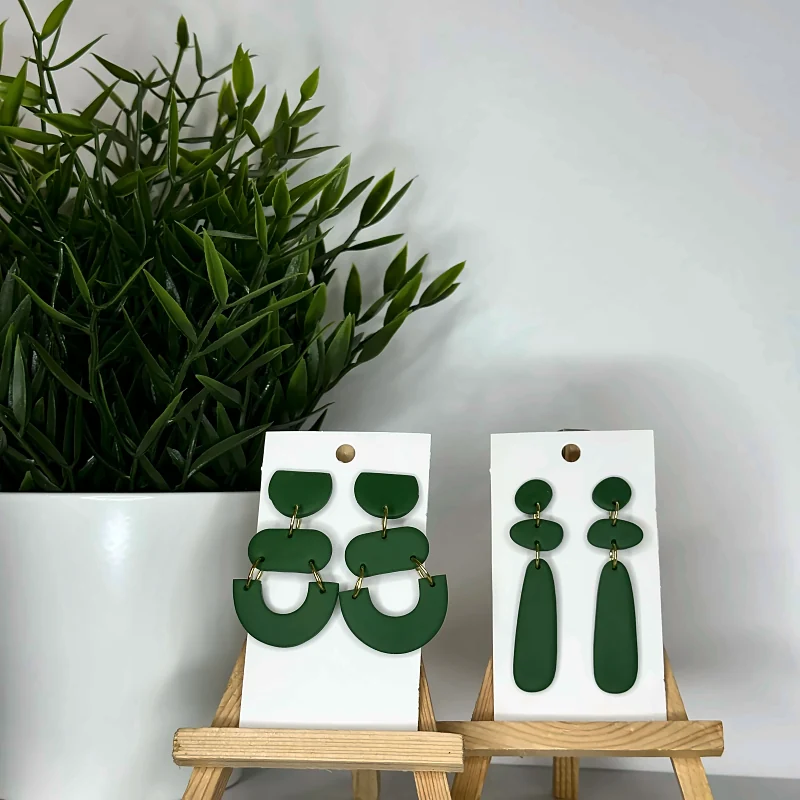 Boucles d’oreilles Carmen / Sana Kaki – bijou fait main en pâte polymère