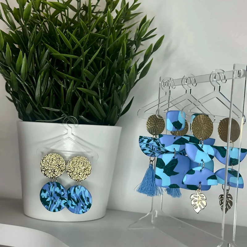 Boucles d’oreilles Collection Blue & Green – bijou fait main en pâte polymère