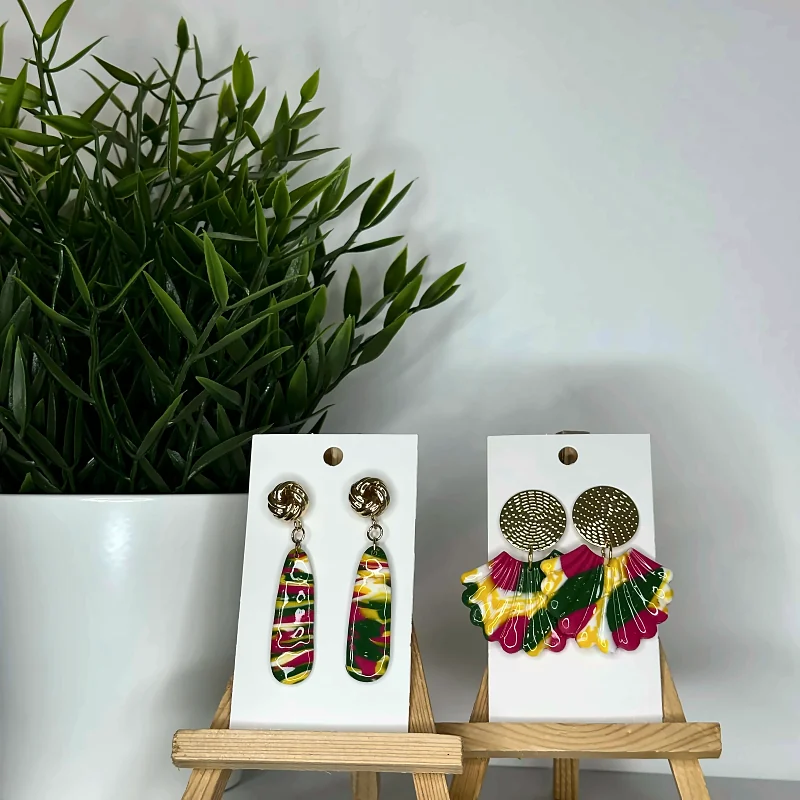 Boucles d’oreilles Collection inspiration Wax – bijou fait main en pâte polymère