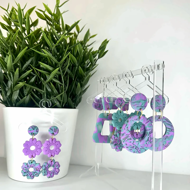 Boucles d’oreilles Collection Lilas Bloom – bijou fait main en pâte polymère