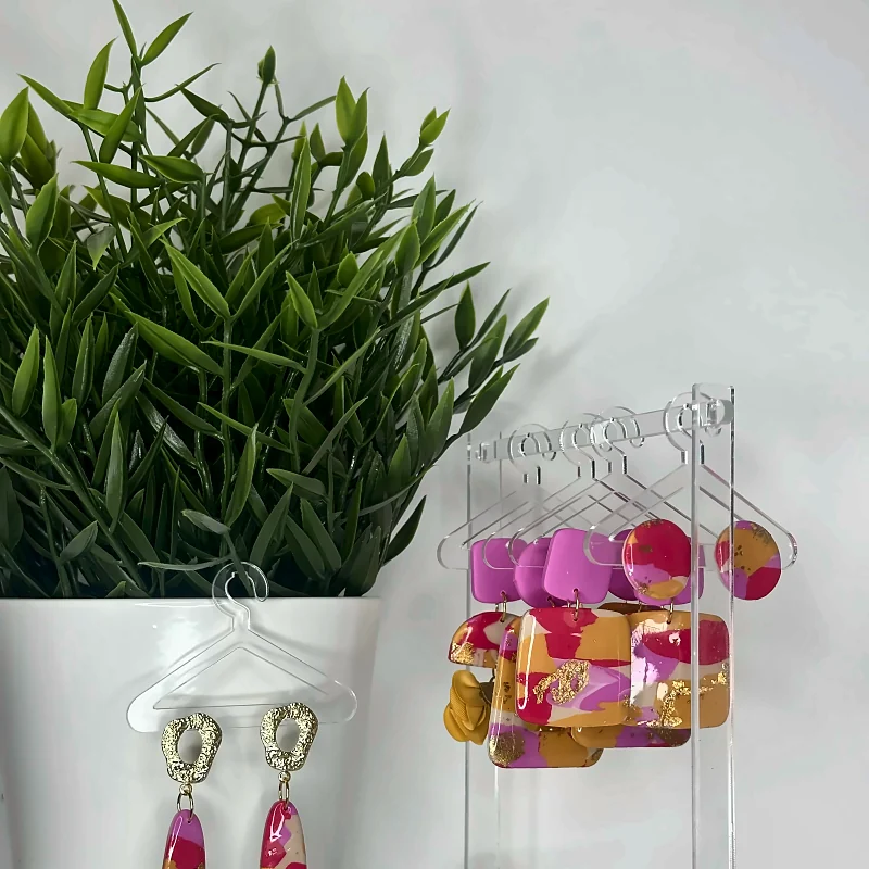 Boucles d’oreilles Collection Pink Mango – bijou fait main en pâte polymère