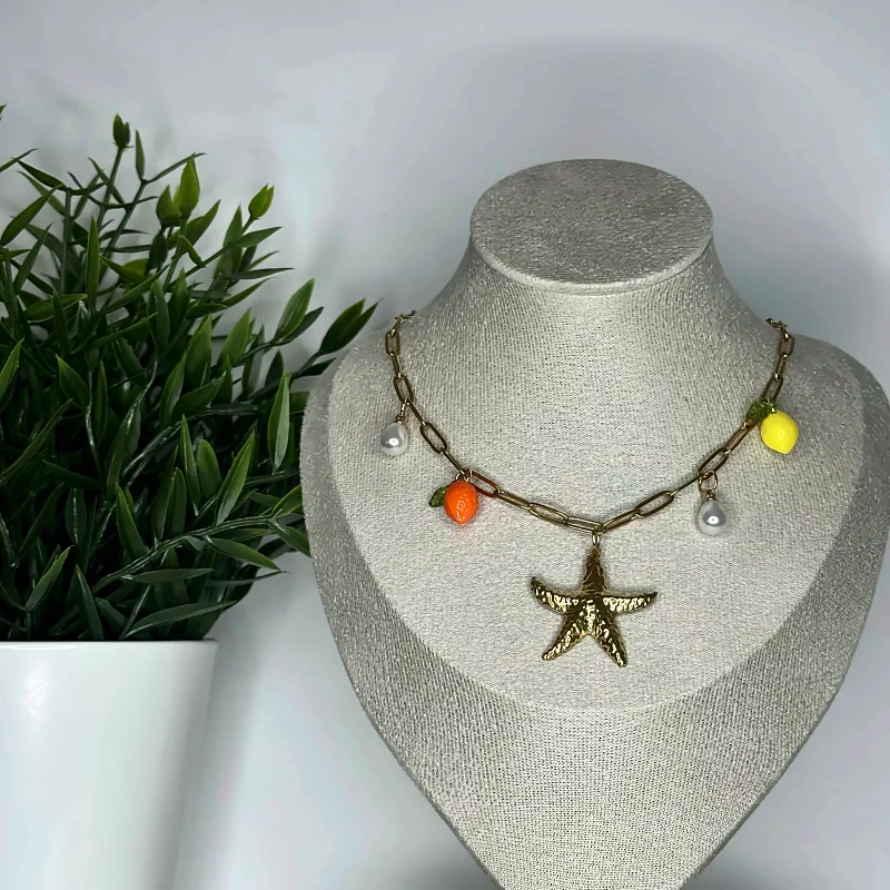 Collier charms citrons – bijou fait main en pâte polymère