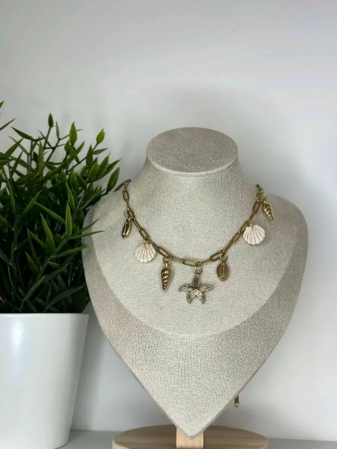 Collier charms – coquillage beige