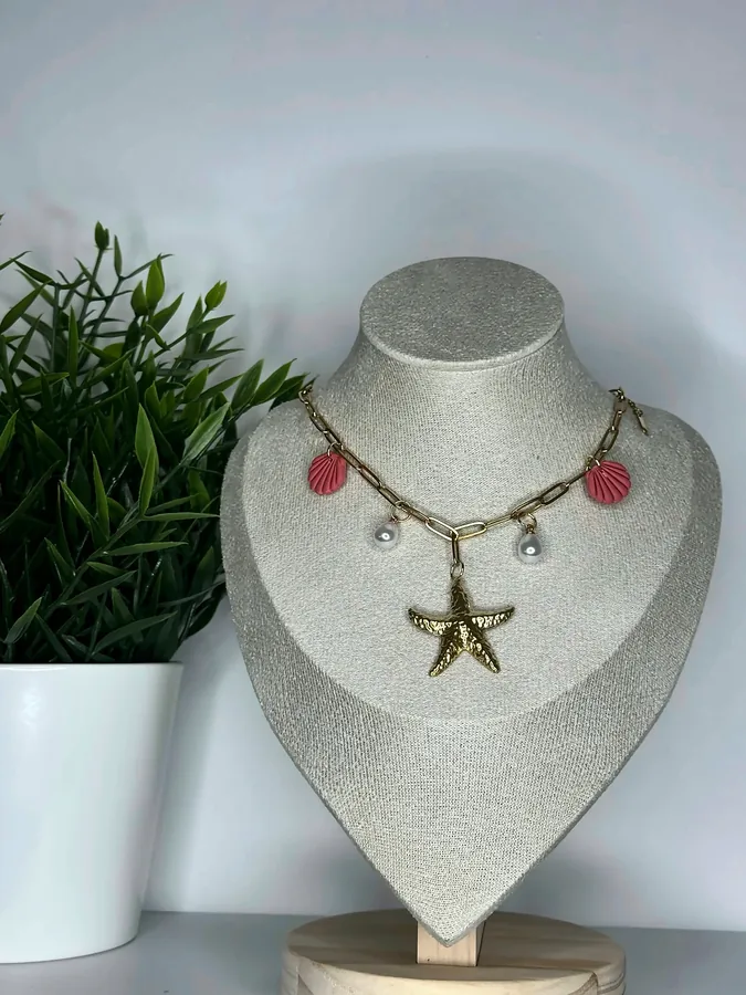 Collier charms – coquillage terracota