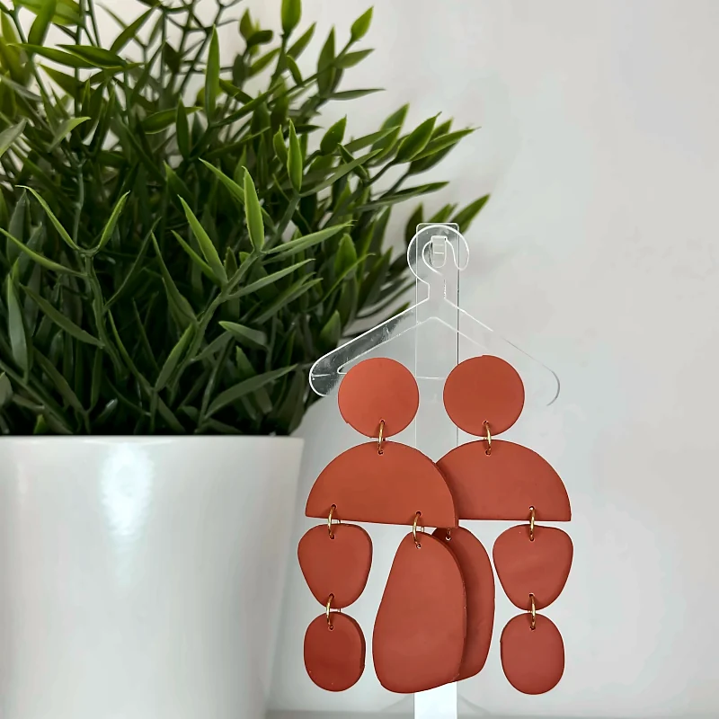 Boucles d’oreilles Hilona Terracota – bijou fait main en pâte polymère