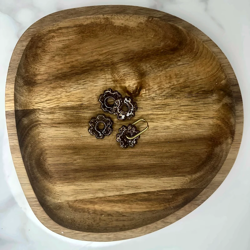 Pampilles fleurs collection poussières ambrées – bijou fait main en pâte polymère